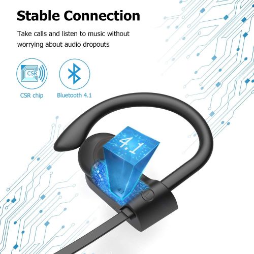  [아마존 핫딜] Bluetooth Headphones, LETSCOM Wireless Earbuds IPX7 Waterproof Noise Cancelling Headsets, Richer Bass & HiFi Stereo Sports Earphones 8 Hours Playtime Running Headphones with Travel