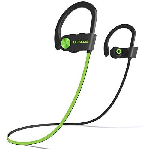  [아마존베스트]LETSCOM Bluetooth Headphones IPX7 Waterproof, Wireless Sport Earphones Bluetooth 4.1, HiFi Bass Stereo Sweatproof Earbuds w/Mic, Noise Cancelling Headset for Workout, Running, Gym,