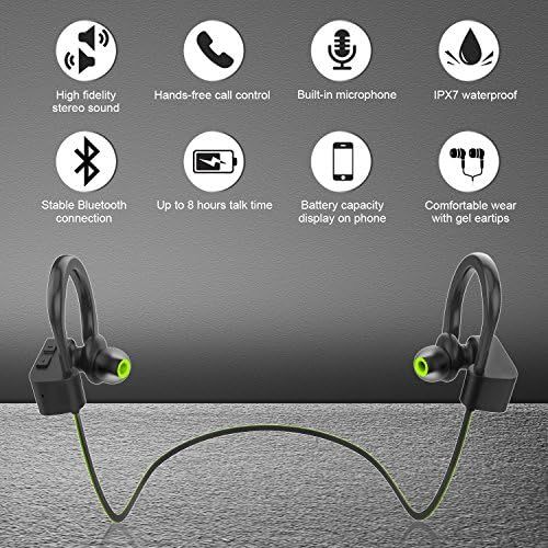  [아마존베스트]LETSCOM Bluetooth Headphones IPX7 Waterproof, Wireless Sport Earphones Bluetooth 4.1, HiFi Bass Stereo Sweatproof Earbuds w/Mic, Noise Cancelling Headset for Workout, Running, Gym,