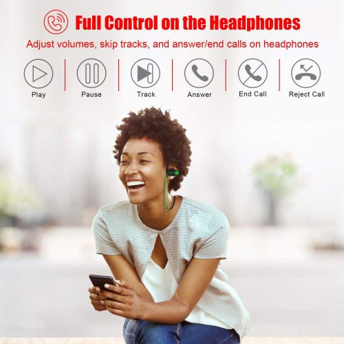  [아마존베스트]LETSCOM Bluetooth Headphones IPX7 Waterproof, Wireless Sport Earphones Bluetooth 4.1, HiFi Bass Stereo Sweatproof Earbuds w/Mic, Noise Cancelling Headset for Workout, Running, Gym,