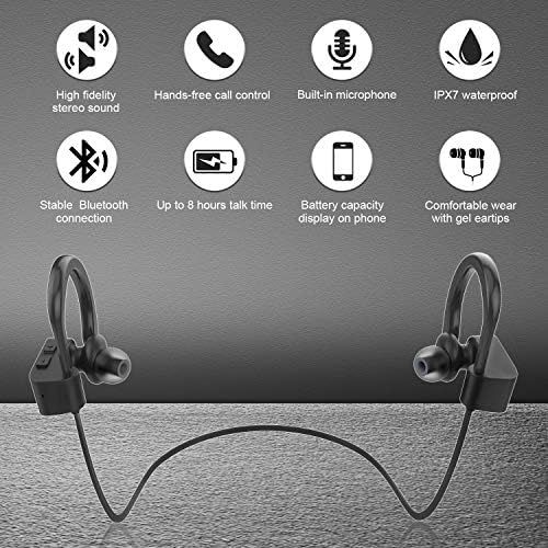  [아마존베스트]LETSCOM Bluetooth Headphones IPX7 Waterproof, Wireless Sport Earphones Bluetooth 4.1, HiFi Bass Stereo Sweatproof Earbuds w/Mic, Noise Cancelling Headset for Workout, Running, Gym,