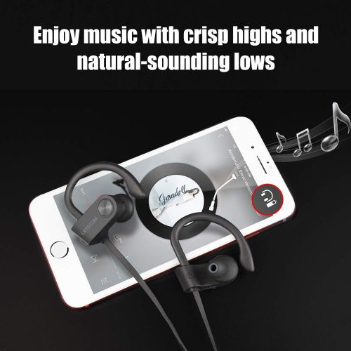  [아마존베스트]LETSCOM Bluetooth Headphones IPX7 Waterproof, Wireless Sport Earphones Bluetooth 4.1, HiFi Bass Stereo Sweatproof Earbuds w/Mic, Noise Cancelling Headset for Workout, Running, Gym,