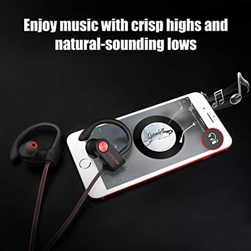  [아마존베스트]LETSCOM Bluetooth Headphones IPX7 Waterproof, Wireless Sport Earphones Bluetooth 4.1, HiFi Bass Stereo Sweatproof Earbuds w/Mic, Noise Cancelling Headset for Workout, Running, Gym,