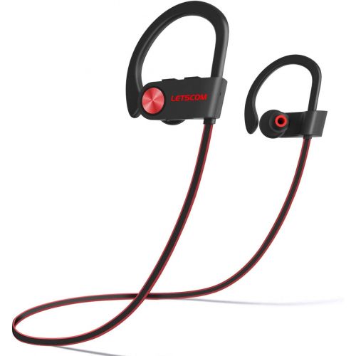  [아마존베스트]LETSCOM Bluetooth Headphones IPX7 Waterproof, Wireless Sport Earphones Bluetooth 4.1, HiFi Bass Stereo Sweatproof Earbuds w/Mic, Noise Cancelling Headset for Workout, Running, Gym,