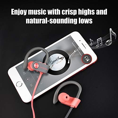  [아마존베스트]LETSCOM Bluetooth Headphones IPX7 Waterproof, Wireless Sport Earphones Bluetooth 4.1, HiFi Bass Stereo Sweatproof Earbuds w/Mic, Noise Cancelling Headset for Workout, Running, Gym,