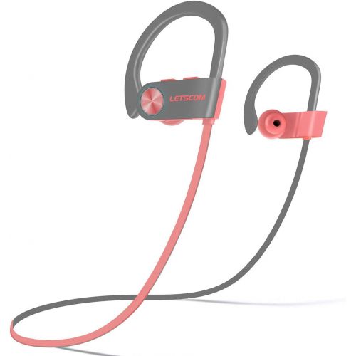  [아마존베스트]LETSCOM Bluetooth Headphones IPX7 Waterproof, Wireless Sport Earphones Bluetooth 4.1, HiFi Bass Stereo Sweatproof Earbuds w/Mic, Noise Cancelling Headset for Workout, Running, Gym,