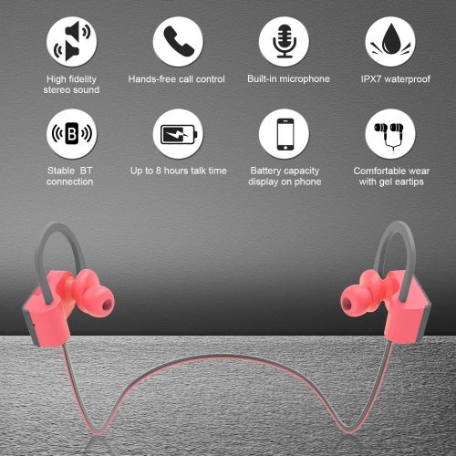  [아마존베스트]LETSCOM Bluetooth Headphones IPX7 Waterproof, Wireless Sport Earphones Bluetooth 4.1, HiFi Bass Stereo Sweatproof Earbuds w/Mic, Noise Cancelling Headset for Workout, Running, Gym,