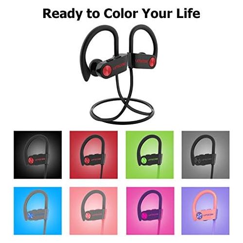  [아마존베스트]LETSCOM Bluetooth Headphones IPX7 Waterproof, Wireless Sport Earphones Bluetooth 4.1, HiFi Bass Stereo Sweatproof Earbuds w/Mic, Noise Cancelling Headset for Workout, Running, Gym,