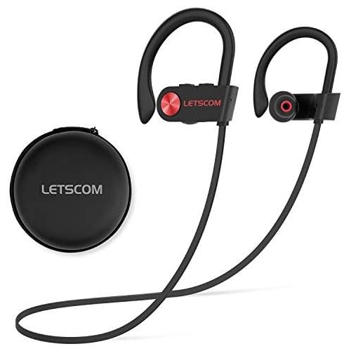  [아마존베스트]LETSCOM Bluetooth Headphones IPX7 Waterproof, Wireless Sport Earphones Bluetooth 4.1, HiFi Bass Stereo Sweatproof Earbuds w/Mic, Noise Cancelling Headset for Workout, Running, Gym,