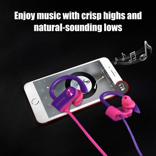  [아마존베스트]LETSCOM Bluetooth Headphones IPX7 Waterproof, Wireless Sport Earphones Bluetooth 4.1, HiFi Bass Stereo Sweatproof Earbuds w/Mic, Noise Cancelling Headset for Workout, Running, Gym,