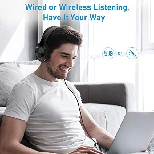  [아마존베스트]LETSCOM Bluetooth Headphones, Letscom Wireless Headphones Over Ear with Hi-Fi Sound Mic Deep Bass, 150H Playtime and Soft Memory Protein Earpads for Travel Work TV PC Cellphone - Black