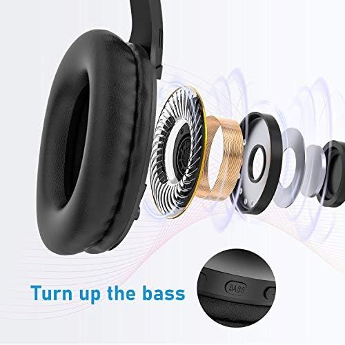  [아마존베스트]LETSCOM Bluetooth Headphones, Letscom Wireless Headphones Over Ear with Hi-Fi Sound Mic Deep Bass, 150H Playtime and Soft Memory Protein Earpads for Travel Work TV PC Cellphone - Black