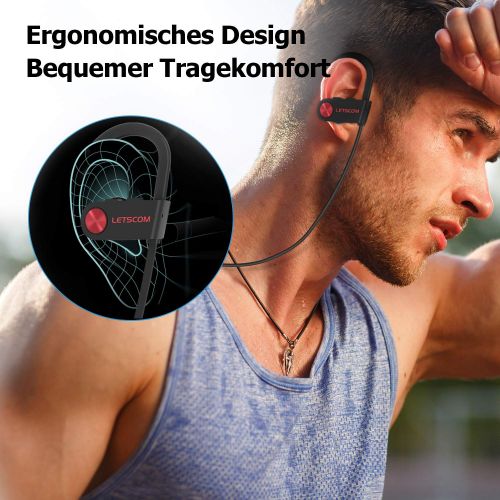  [아마존 핫딜]  [아마존핫딜]LETSCOM Bluetooth Kopfhoerer in Ear, IPX7 wasserdicht Sport Kopfhoerer bloothooth kabellos, Bluetooth 4.1, 8 Stunden Akkulaufzeit, In Ear Kopfhoerer mit Mikrofon fuer Samsung Huawei us