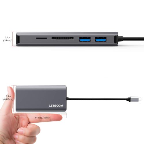  [아마존 핫딜]  [아마존핫딜]LETSCOM USB-C-Hub, Aluminium-Typ-C-Adapter fuer MacBook Pro, USB-C PD Aufladen, 4K HDMI, 1080p VGA, RJ45 Gigabit Ethernet, SD/TF-Kartenleser, USB 3.0/2.0, 3,5 mm Audio-Ummantelung