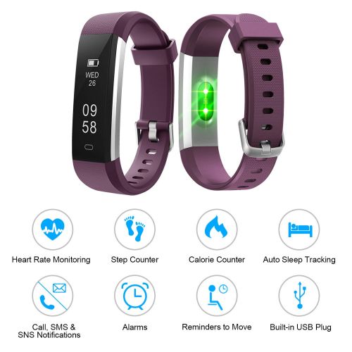  LETSCOM Fitness Tracker with Heart Rate Monitor, Slim and Smart Activity Tracker Watch with Sleep Monitor, Step Counter and Calorie Counter, IP67 Waterproof Pedometer Watch for Kid