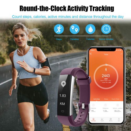  LETSCOM Fitness Tracker with Heart Rate Monitor, Slim and Smart Activity Tracker Watch with Sleep Monitor, Step Counter and Calorie Counter, IP67 Waterproof Pedometer Watch for Kid