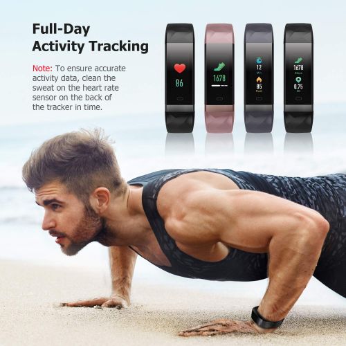  LETSCOM Fitness Tracker Color Screen HR, Activity Tracker with Heart Rate Monitor, Sleep Monitor, Step Counter, Calorie Counter, IP68 Waterproof Smart Pedometer Watch for Men Women