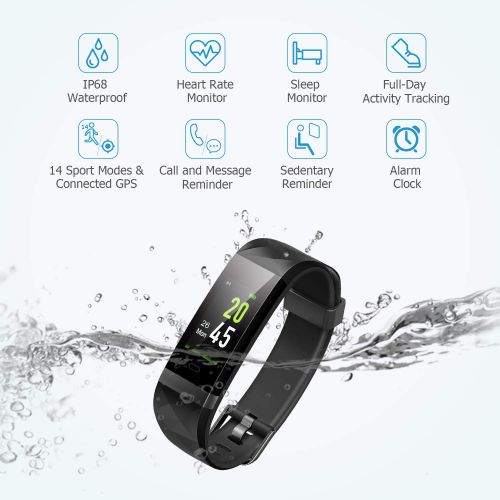  LETSCOM Fitness Tracker Color Screen HR, Activity Tracker with Heart Rate Monitor, Sleep Monitor, Step Counter, Calorie Counter, IP68 Waterproof Smart Pedometer Watch for Men Women