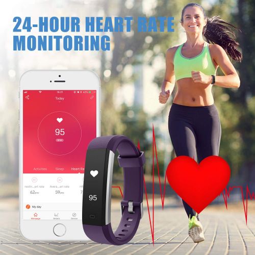  LETSCOM Fitness Tracker HR, Heart Rate Monitor Watch with Sleep Monitor Step Counter Pedometer, Waterproof Smart Fitness Watch, Activity Tracker for Kids Women and Men