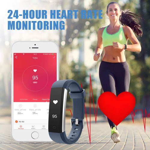  LETSCOM Fitness Tracker HR, Heart Rate Monitor Watch with Sleep Monitor Step Counter Pedometer, Waterproof Smart Fitness Watch, Activity Tracker for Kids Women and Men