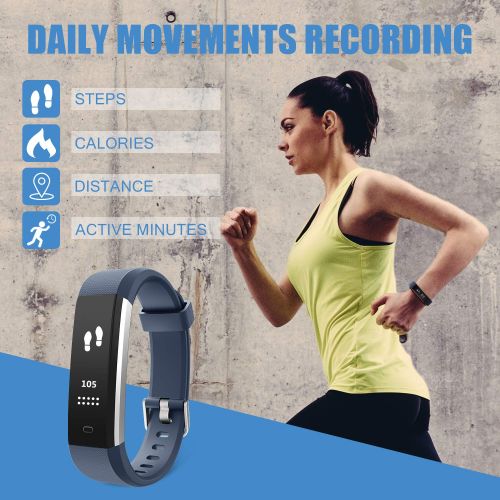  LETSCOM Fitness Tracker HR, Heart Rate Monitor Watch with Sleep Monitor Step Counter Pedometer, Waterproof Smart Fitness Watch, Activity Tracker for Kids Women and Men