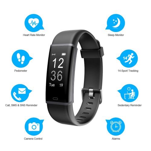  LETSCOM Fitness Tracker, Heart Rate Monitor Bluetooth Activity Tracker Watch with Sleep Monitor, Step Counter, Calorie Counter, Waterproof Pedometer Watch for Kids Women and Men