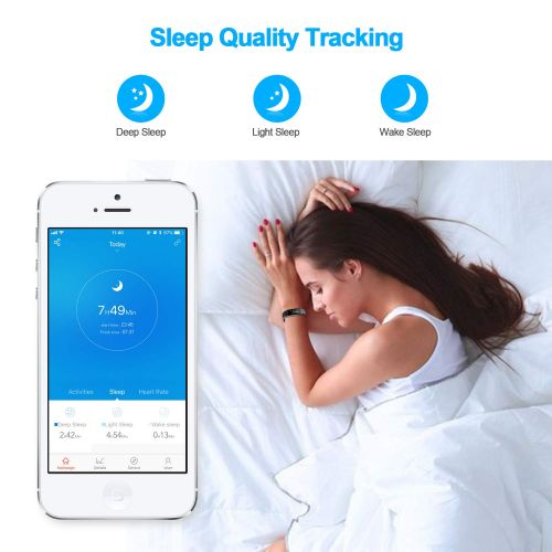  LETSCOM Fitness Tracker, Heart Rate Monitor Bluetooth Activity Tracker Watch with Sleep Monitor, Step Counter, Calorie Counter, Waterproof Pedometer Watch for Kids Women and Men