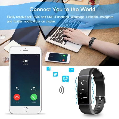  LETSCOM Fitness Tracker, Heart Rate Monitor Bluetooth Activity Tracker Watch with Sleep Monitor, Step Counter, Calorie Counter, Waterproof Pedometer Watch for Kids Women and Men