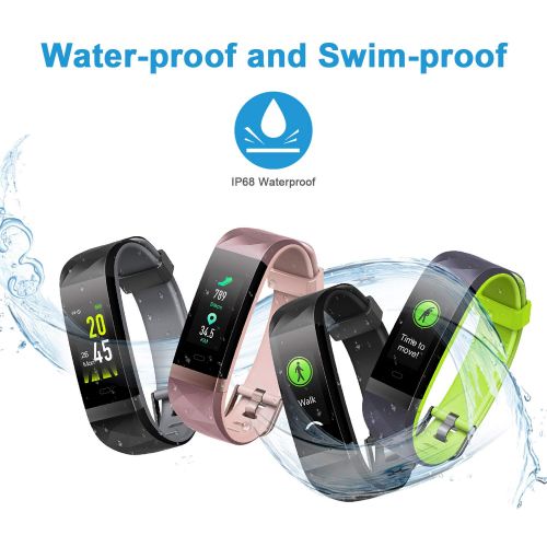  LETSCOM Fitness Tracker Color Screen, IP68 Waterproof Activity Tracker with Heart Rate Monitor, Sleep Monitor, Step Counter, Calorie Counter, Smart Pedometer Watch for Men Women Ki