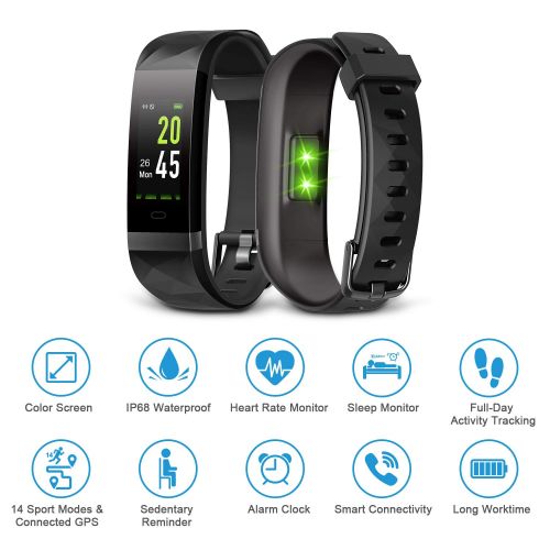  LETSCOM Fitness Tracker Color Screen, IP68 Waterproof Activity Tracker with Heart Rate Monitor, Sleep Monitor, Step Counter, Calorie Counter, Smart Pedometer Watch for Men Women Ki