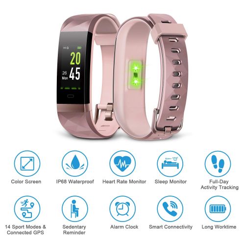  LETSCOM Fitness Tracker Color Screen, IP68 Waterproof Activity Tracker with Heart Rate Monitor, Sleep Monitor, Step Counter, Calorie Counter, Smart Pedometer Watch for Men Women Ki