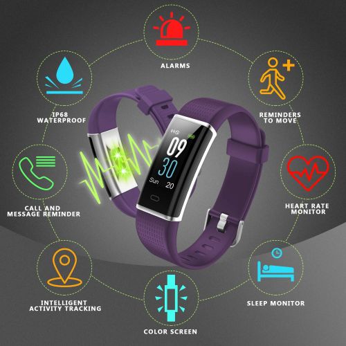  LETSCOM Fitness Tracker, Heart Rate Monitor Watch with Color Screen, IP68 Waterproof, Step Counter, Calorie Counter, Sleep Monitor, Pedometer, Smart Watch for Kids Women and Men