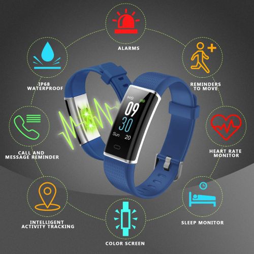  LETSCOM Fitness Tracker, Heart Rate Monitor Watch with Color Screen, IP68 Waterproof, Step Counter, Calorie Counter, Sleep Monitor, Pedometer, Smart Watch for Kids Women and Men