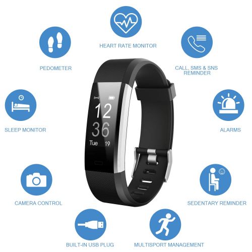  LETSCOM Fitness Tracker HR, Activity Tracker Watch with Heart Rate Monitor, Waterproof Smart Bracelet with Step Counter, Calorie Counter, Pedometer Watch for Kids Women and Men