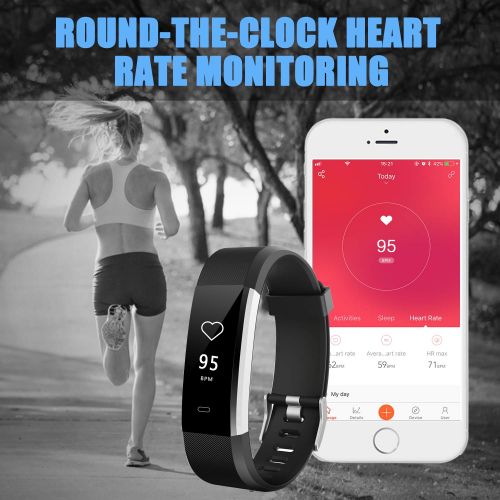  LETSCOM Fitness Tracker HR, Activity Tracker Watch with Heart Rate Monitor, Waterproof Smart Bracelet with Step Counter, Calorie Counter, Pedometer Watch for Kids Women and Men