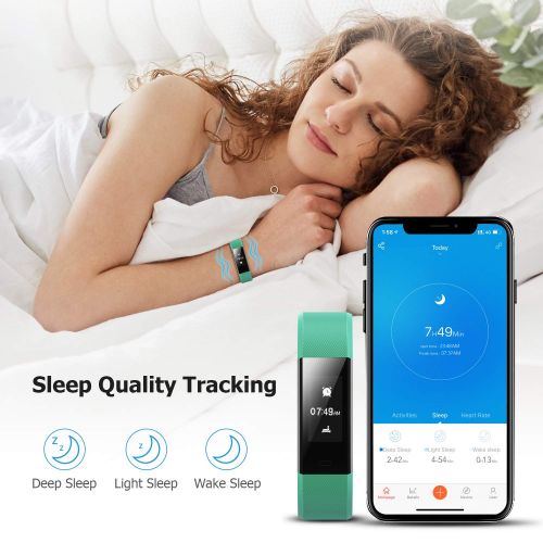  LETSCOM Fitness Tracker, Activity Tracker with Heart Rate Monitor, Step Counter, Sleep Monitor, Calorie Counter, Pedometer, IP67 Waterproof, Smart Watch for Kids Women and Men