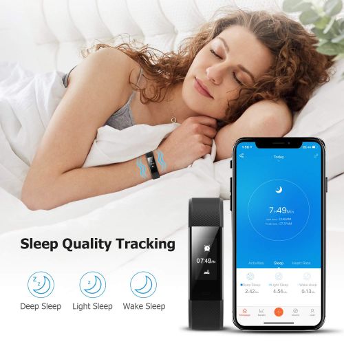  LETSCOM Fitness Tracker, Activity Tracker with Heart Rate Monitor, Step Counter, Sleep Monitor, Calorie Counter, Pedometer, IP67 Waterproof, Smart Watch for Kids Women and Men