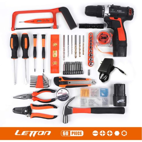  [아마존 핫딜] LETTON Power Tools Combo Kit Set with 60 Accessories 16.8V Cordless Drill for Home wireless Repair Kit Tools