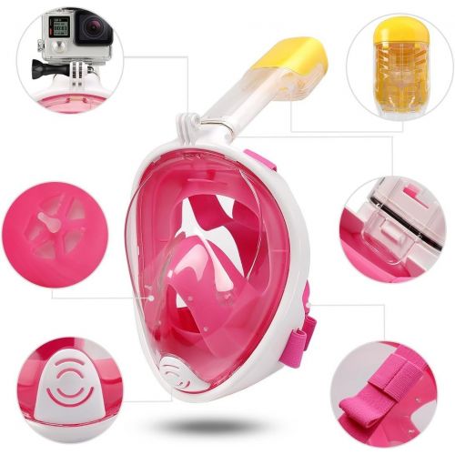  LEUCOTHEA Schnorchel-Maske Set - Full Face Schnorcheln Maske fuer Kinder und Erwachsene mit Gopro Kamera Mount Longer Tube Leichter Breathe Freunde