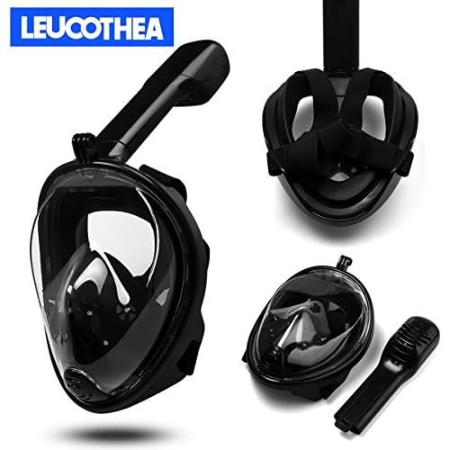  LEUCOTHEA Schnorchel-Maske Set - Full Face Schnorcheln Maske fuer Kinder und Erwachsene mit Gopro Kamera Mount Longer Tube Leichter Breathe Freunde