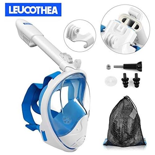  LEUCOTHEA Schnorchelmaske Tauchmasken Vollgesichtsmaske Faltbare 180 ° -Panorama-Ansicht Leichtes Tauchen Schwimmen mit Abnehmbarer Action-Kamerahalterung Anti-Fog Anti-Leak fuer Er