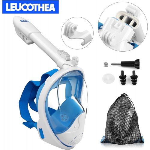  LEUCOTHEA Schnorchelmaske Tauchmasken Vollgesichtsmaske Faltbare 180 ° -Panorama-Ansicht Leichtes Tauchen Schwimmen mit Abnehmbarer Action-Kamerahalterung Anti-Fog Anti-Leak fuer Er