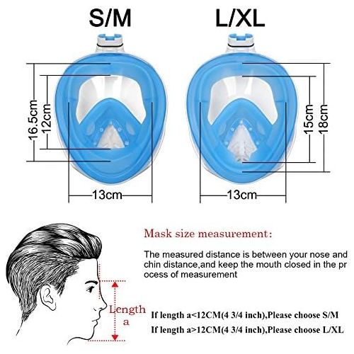  LEUCOTHEA Schnorchelmaske Vollgesichts 180-Grad-Panorama Ansicht Tauchmaske mit Abnehmbarer Sportkamerahalterung und Ohrstecker - Schnorchel-Schwimmmaske fuer Erwachsene und Kinder