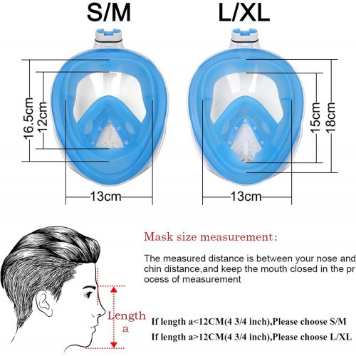  LEUCOTHEA Schnorchelmaske Vollgesichts 180-Grad-Panorama Ansicht Tauchmaske mit Abnehmbarer Sportkamerahalterung und Ohrstecker - Schnorchel-Schwimmmaske fuer Erwachsene und Kinder