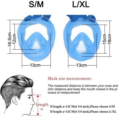  LEUCOTHEA 2019 Neue Schnorchelmaske 180 Grad Panoramablick Vollgesichtsmaske mit Abnehmbarer Kamerahalterung und Ohrstecker - Schnorchel-Schwimmmaske fuer Erwachsene und Kinder