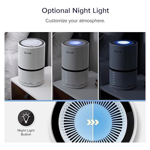  LEVOIT Air Purifiers for Home, High Efficient Filter for Smoke, Dust and Pollen in Bedroom, Filtration System Odor Eliminators for Office with Optional Night Light, LV-H132 1 Pack, White