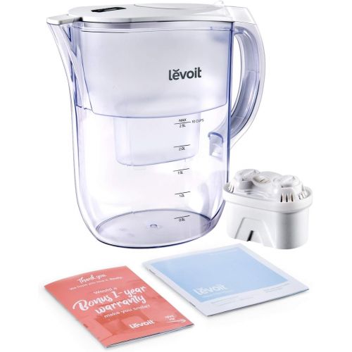  [아마존 핫딜]  [아마존핫딜]LEVOIT Water Filter Pitcher, 10 Cup Large Water Purifier(BPA-Free) with Electronic Filter Indicator, 5-Layer Filtration for Chlorine, Lead, Heavy Metals and Odor, 2-Year Warranty,