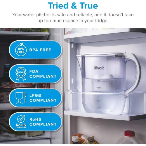  [아마존 핫딜]  [아마존핫딜]LEVOIT Water Filter Pitcher, 10 Cup Large Water Purifier(BPA-Free) with Electronic Filter Indicator, 5-Layer Filtration for Chlorine, Lead, Heavy Metals and Odor, 2-Year Warranty,