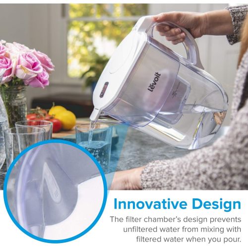  [아마존 핫딜]  [아마존핫딜]LEVOIT Water Filter Pitcher, 10 Cup Large Water Purifier(BPA-Free) with Electronic Filter Indicator, 5-Layer Filtration for Chlorine, Lead, Heavy Metals and Odor, 2-Year Warranty,