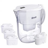 LEVOIT LV110WP Water Filter Pitcher, 10 Cup Large Purifier (BPA-Free) with 4 Filters & Electronic Indicator, 5-Layer Filtration for Chlorine, Lead, Heavy Metals and Odor, White